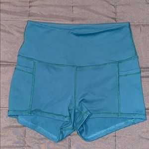 Teal BuffBunny Shorts. 2" inseam.